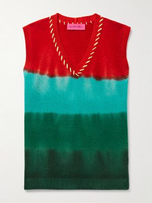 Embroidered Tie-Dyed Cashmere Sweater Vest
