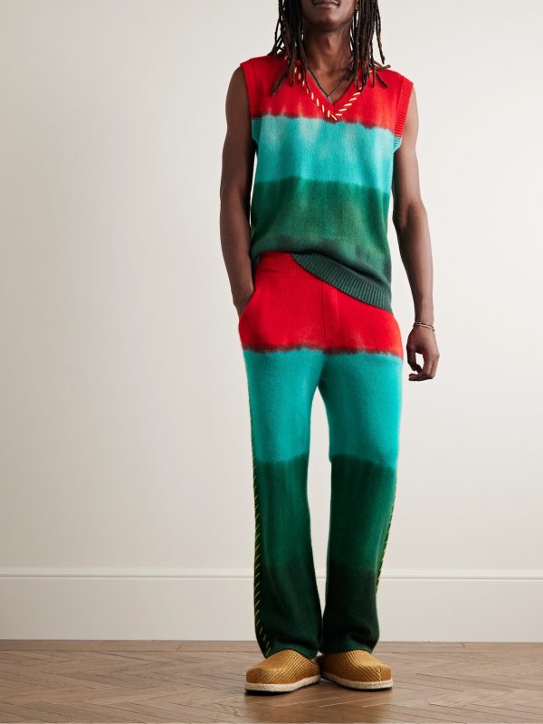 Embroidered Tie-Dyed Cashmere Sweater Vest - OU