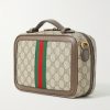 Ophidia Small Leather-Trimmed Monogrammed Coated-Canvas Shoulder Bag - BK Ophidia Small Leather-Trimmed Monogrammed Coated-Canvas Shoulder Bag - BK