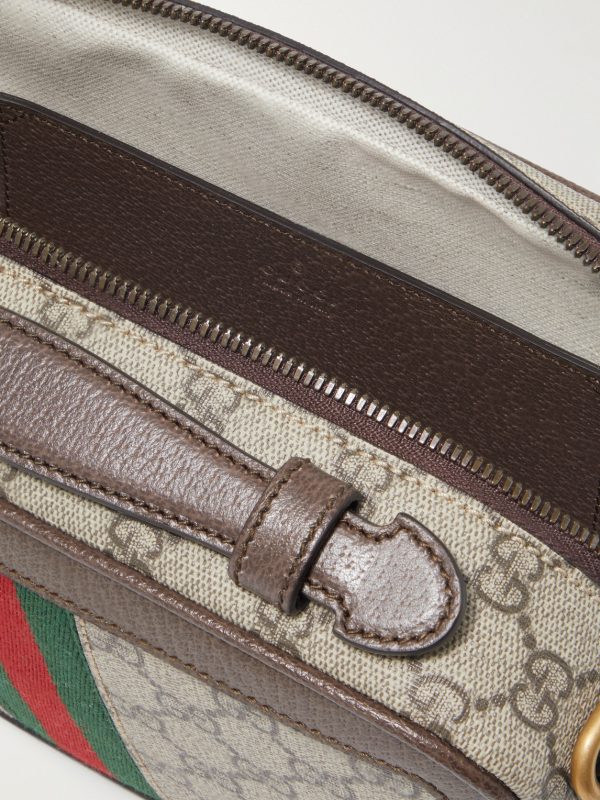 Ophidia Small Leather-Trimmed Monogrammed Coated-Canvas Shoulder Bag - E1 Ophidia Small Leather-Trimmed Monogrammed Coated-Canvas Shoulder Bag - E1