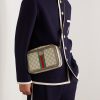 Ophidia Small Leather-Trimmed Monogrammed Coated-Canvas Shoulder Bag - OU Ophidia Small Leather-Trimmed Monogrammed Coated-Canvas Shoulder Bag - OU