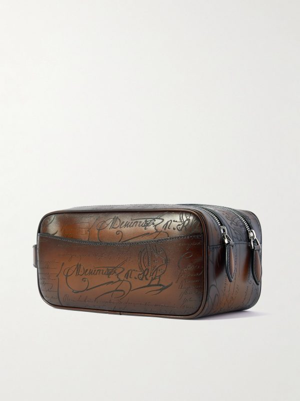 Formula 1003 Scritto Venezia Leather Wash Bag - BK