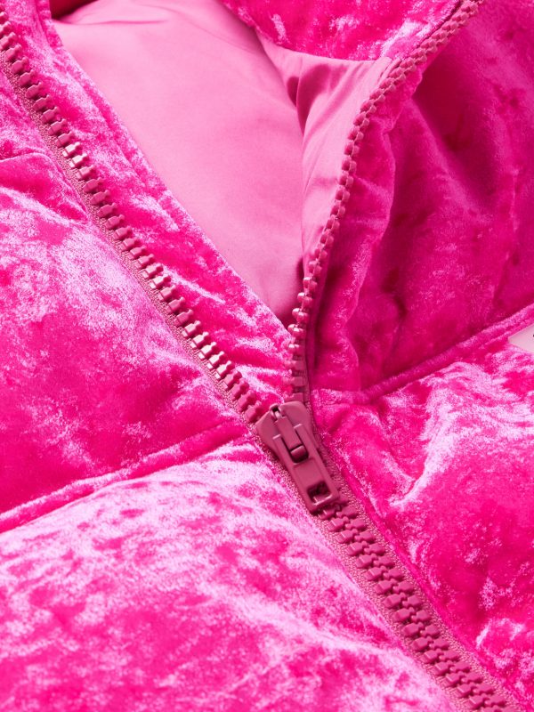 Oversized Logo-Appliquéd Quilted Crushed-Velvet Down Jacket - CU Oversized Logo-Appliquéd Quilted Crushed-Velvet Down Jacket - CU