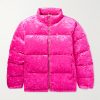 Oversized Logo-Appliquéd Quilted Crushed-Velvet Down Jacket Oversized Logo-Appliquéd Quilted Crushed-Velvet Down Jacket