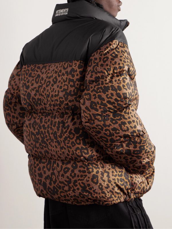 Logo-Appliquéd Leopard-Print Shell Down Jacket - BK