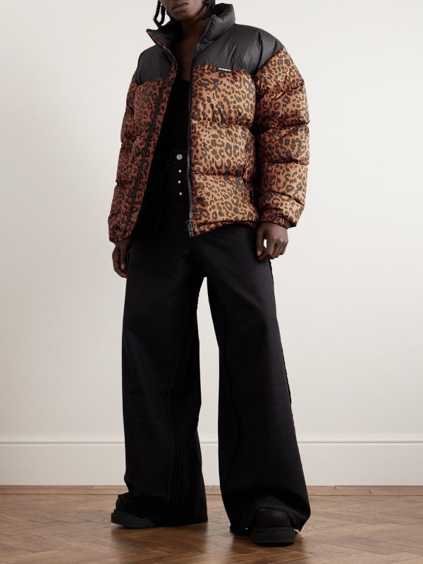 Logo-Appliquéd Leopard-Print Shell Down Jacket - OU