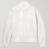 Logo-Embossed Leather Varsity Jacket