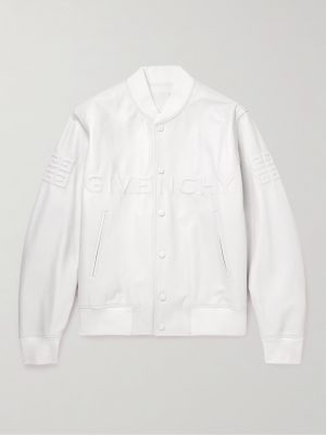 Logo-Embossed Leather Varsity Jacket Logo-Embossed Leather Varsity Jacket