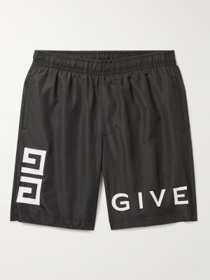 Straight-Leg Long-Length Logo-Print Swim Shorts Straight-Leg Long-Length Logo-Print Swim Shorts