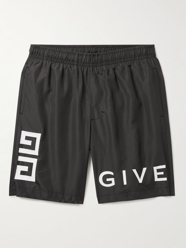 Straight-Leg Long-Length Logo-Print Swim Shorts