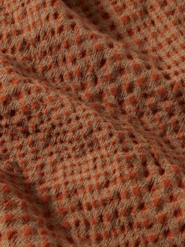 Frayed Checked Wool-Blend Seersucker Scarf - CU Frayed Checked Wool-Blend Seersucker Scarf - CU