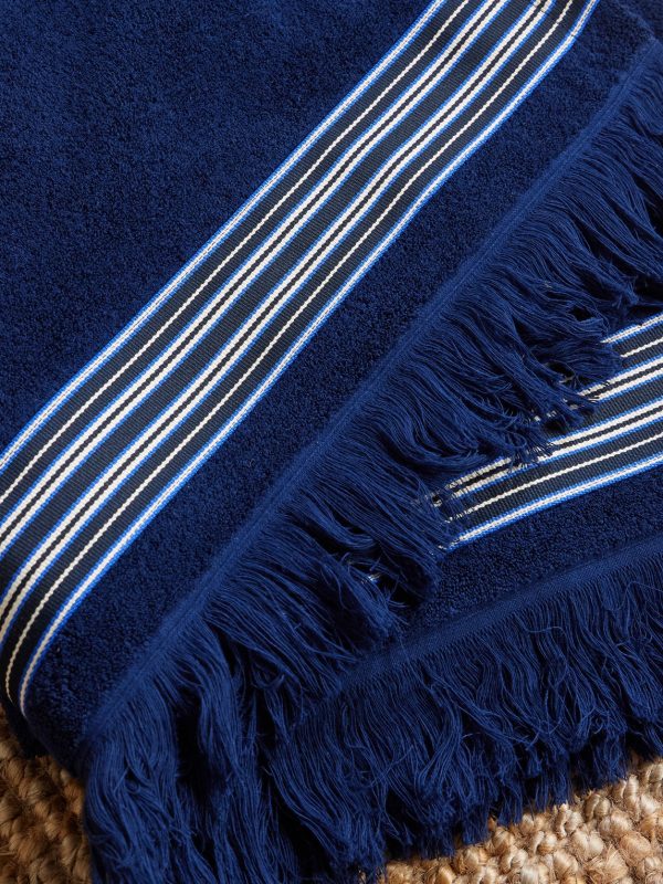 Suitcase Stripe Fringed Cotton-Jacquard Beach Towel - CU