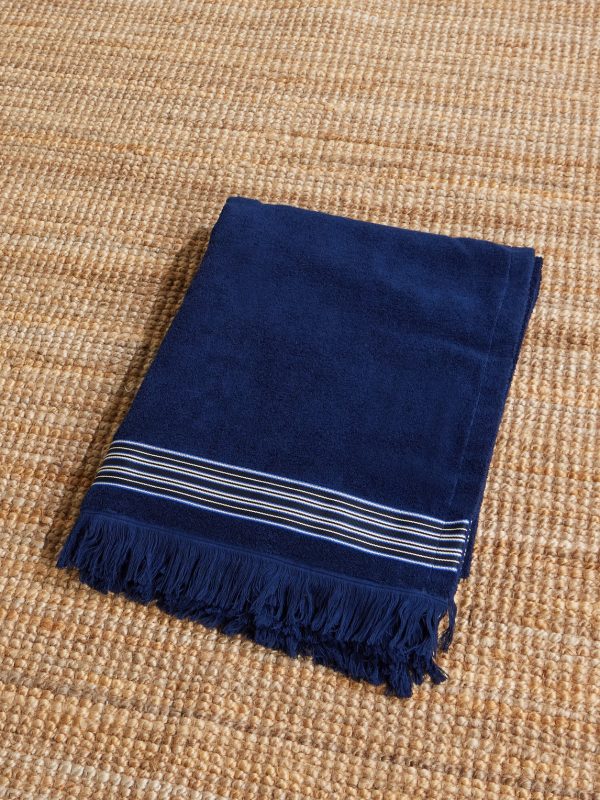 Suitcase Stripe Fringed Cotton-Jacquard Beach Towel