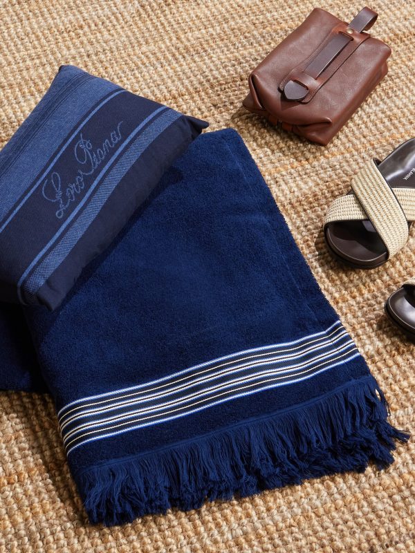 Suitcase Stripe Fringed Cotton-Jacquard Beach Towel - OU