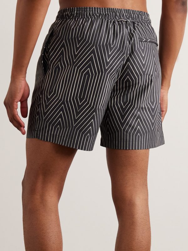 Frank Straight-Leg Mid-Length Striped Swim Shorts - BK Frank Straight-Leg Mid-Length Striped Swim Shorts - BK
