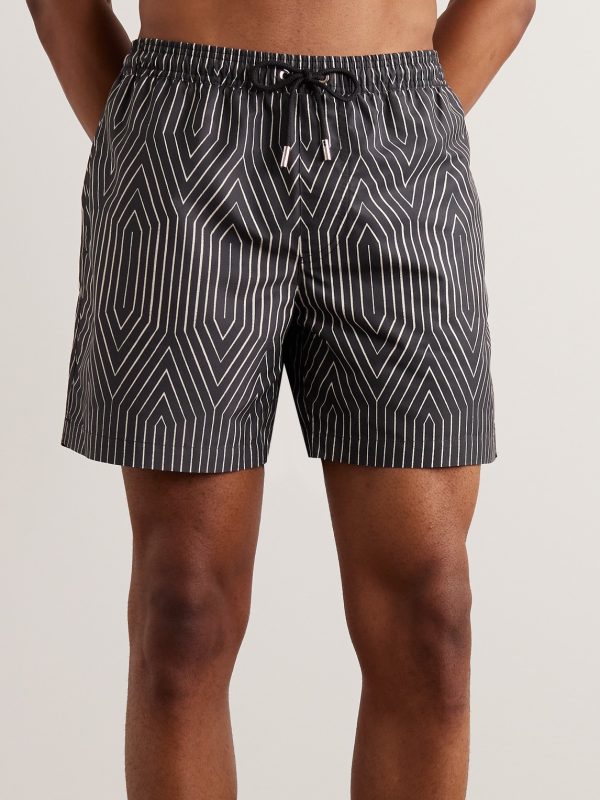 Frank Straight-Leg Mid-Length Striped Swim Shorts - OU Frank Straight-Leg Mid-Length Striped Swim Shorts - OU