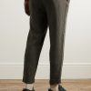 Tapered Pleated Linen Trousers - BK Tapered Pleated Linen Trousers - BK