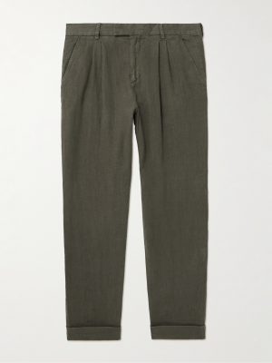 Tapered Pleated Linen Trousers Tapered Pleated Linen Trousers
