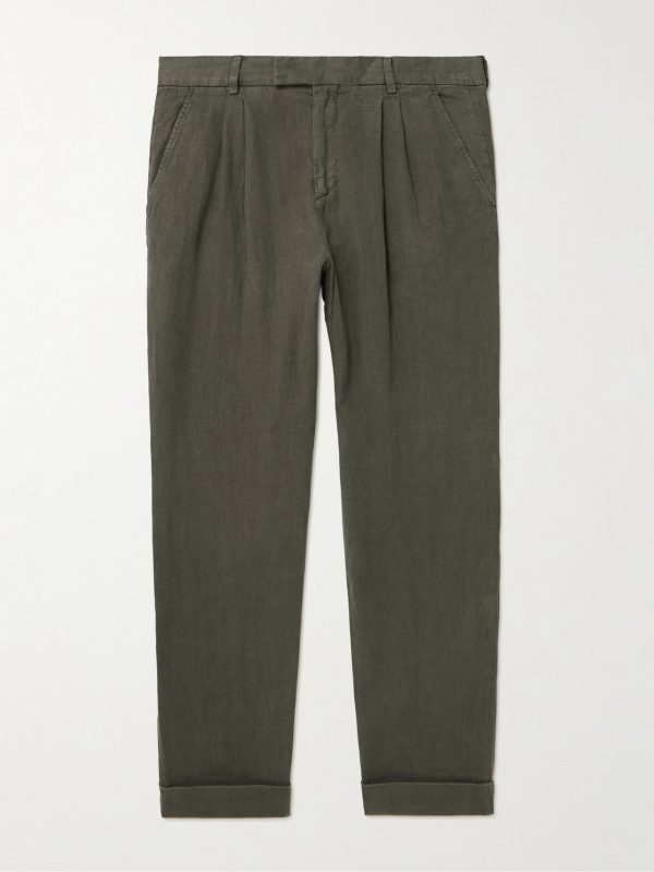 Tapered Pleated Linen Trousers Tapered Pleated Linen Trousers