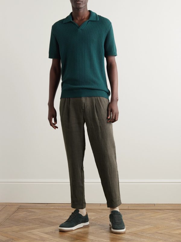 Tapered Pleated Linen Trousers - OU Tapered Pleated Linen Trousers - OU