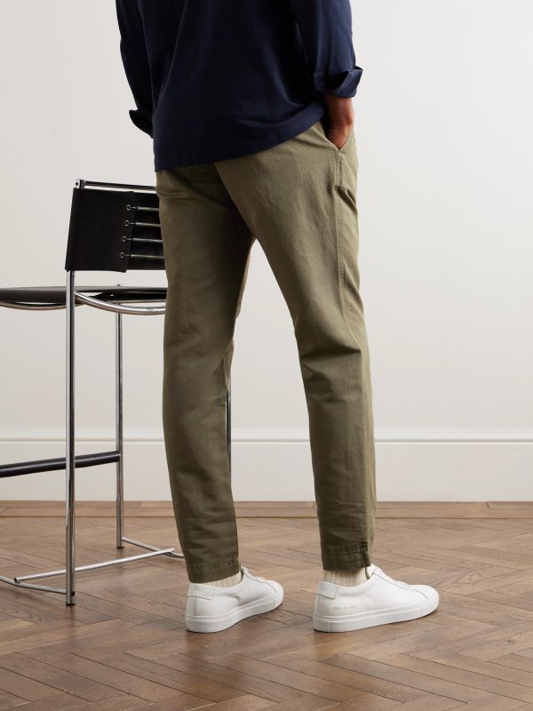 Straight-Leg Pleated Garment-Dyed Cotton and Linen-Blend Trousers - BK Straight-Leg Pleated Garment-Dyed Cotton and Linen-Blend Trousers - BK