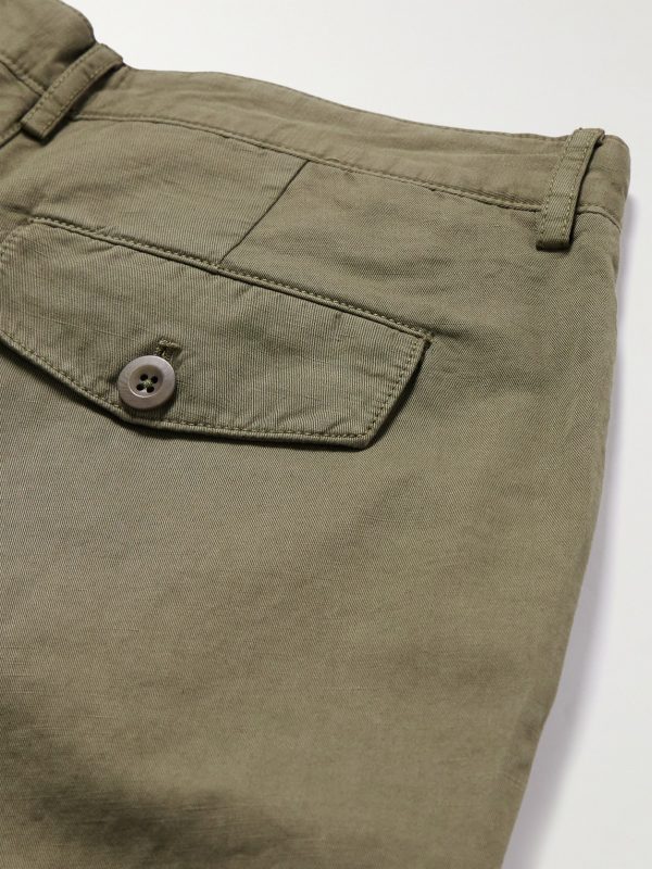 Straight-Leg Pleated Garment-Dyed Cotton and Linen-Blend Trousers - CU Straight-Leg Pleated Garment-Dyed Cotton and Linen-Blend Trousers - CU