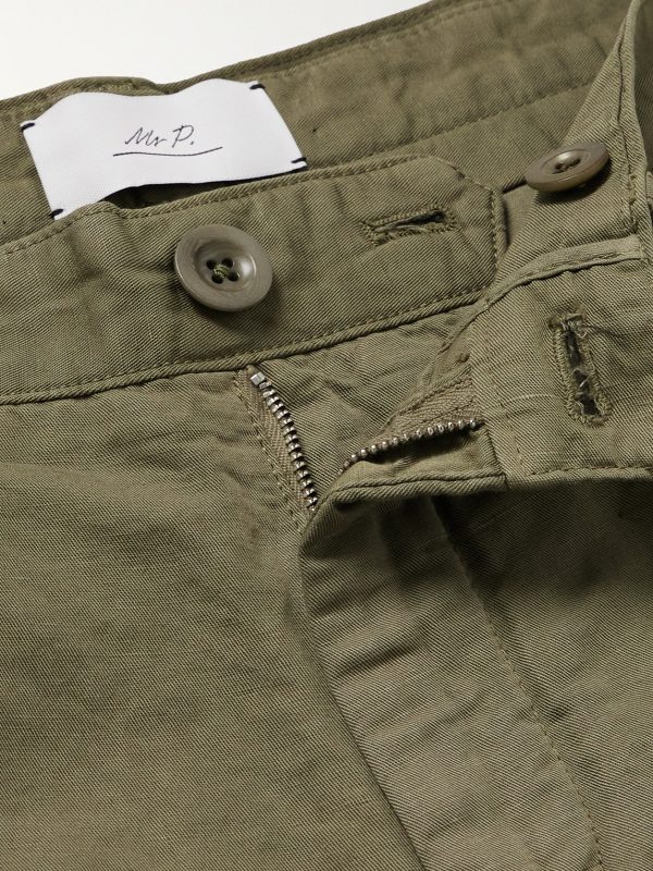 Straight-Leg Pleated Garment-Dyed Cotton and Linen-Blend Trousers - E1 Straight-Leg Pleated Garment-Dyed Cotton and Linen-Blend Trousers - E1