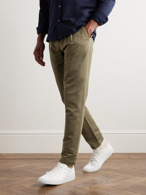 Straight-Leg Pleated Garment-Dyed Cotton and Linen-Blend Trousers - FR Straight-Leg Pleated Garment-Dyed Cotton and Linen-Blend Trousers - FR