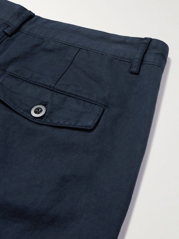 Straight-Leg Pleated Garment-Dyed Cotton and Linen-Blend Trousers - CU Straight-Leg Pleated Garment-Dyed Cotton and Linen-Blend Trousers - CU