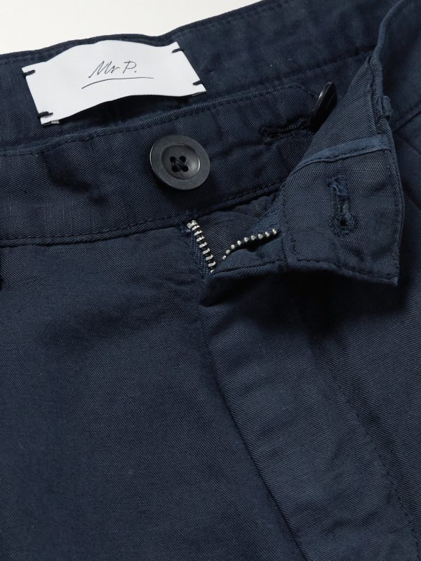 Straight-Leg Pleated Garment-Dyed Cotton and Linen-Blend Trousers - E1 Straight-Leg Pleated Garment-Dyed Cotton and Linen-Blend Trousers - E1