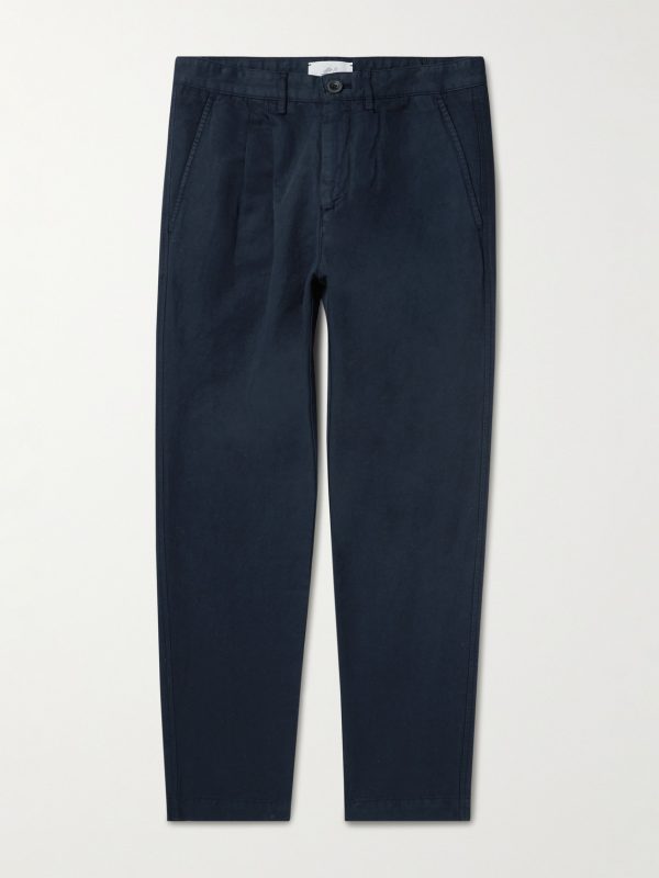 Straight-Leg Pleated Garment-Dyed Cotton and Linen-Blend Trousers Straight-Leg Pleated Garment-Dyed Cotton and Linen-Blend Trousers