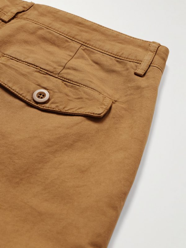 Straight-Leg Pleated Garment-Dyed Cotton and Linen-Blend Twill Trousers - CU
