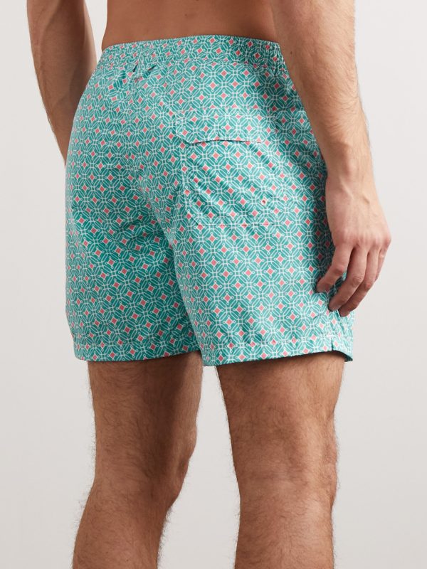 Diamond Straight-Leg Mid-Length Printed Swim Shorts - BK Diamond Straight-Leg Mid-Length Printed Swim Shorts - BK