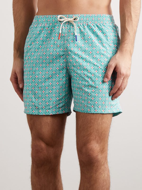 Diamond Straight-Leg Mid-Length Printed Swim Shorts - OU Diamond Straight-Leg Mid-Length Printed Swim Shorts - OU