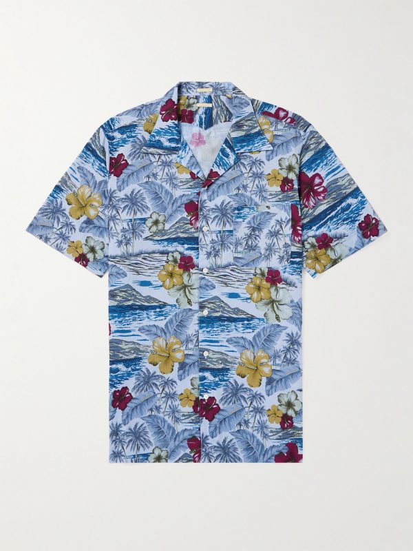 Venice Camp-Collar Printed Cotton Shirt