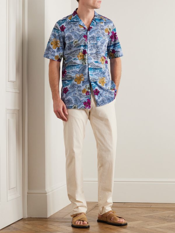 Venice Camp-Collar Printed Cotton Shirt - OU
