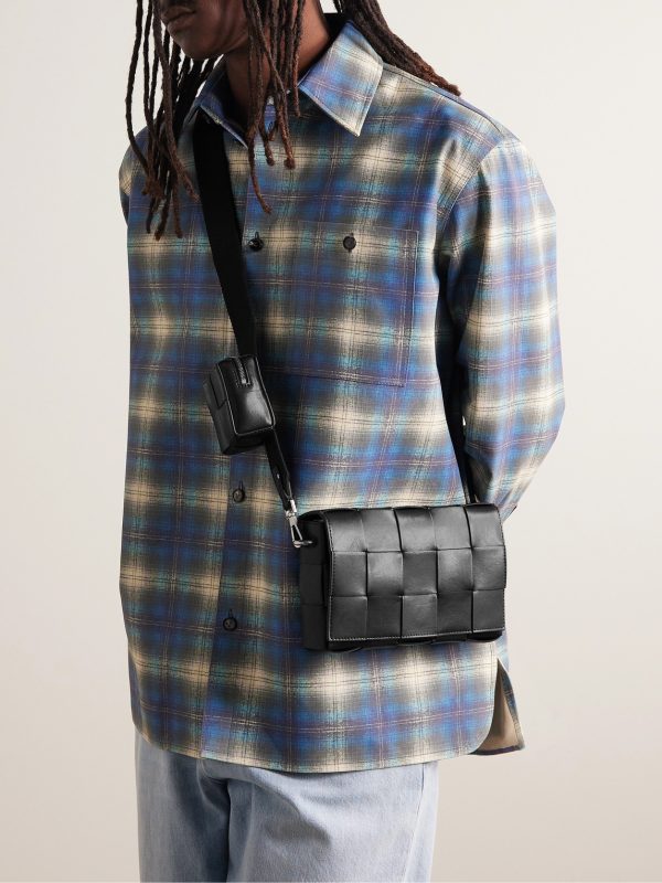 Cassette Intrecciato Leather Messenger Bag - OU Cassette Intrecciato Leather Messenger Bag - OU