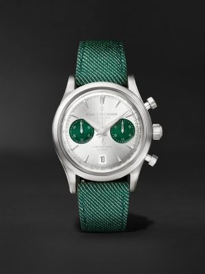 Manero Flyback Automatic Chronometer 40mm Stainless Steel and Canvas Watch, Ref. No. 00.10927.08.13.02 Manero Flyback Automatic Chronometer 40mm Stainless Steel and Canvas Watch, Ref. No. 00.10927.08.13.02