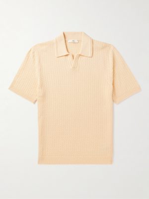 Jacquard-Knit Cotton Polo Shirt