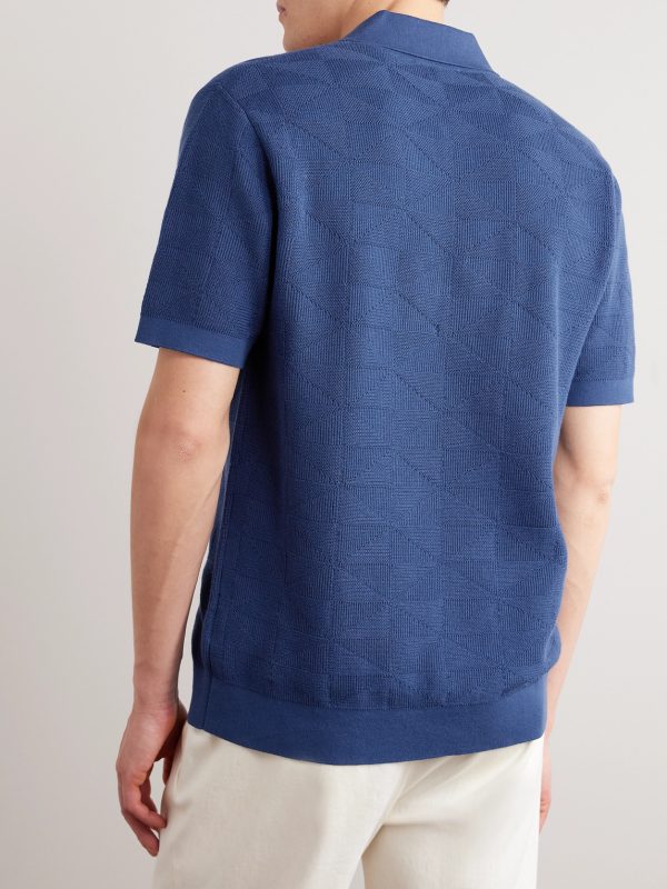 Jacquard-Knit Cotton Polo Shirt - BK