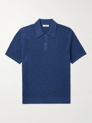 Jacquard-Knit Cotton Polo Shirt