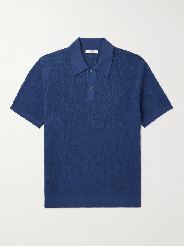 Jacquard-Knit Cotton Polo Shirt