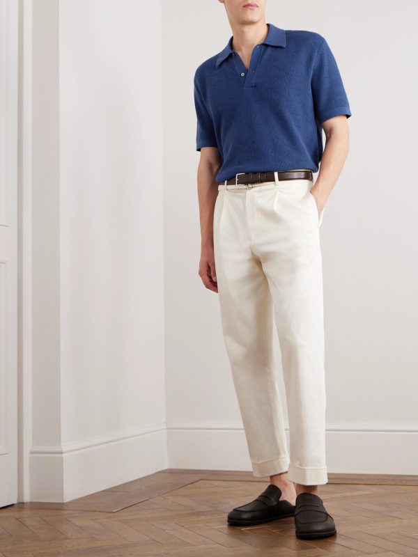 Jacquard-Knit Cotton Polo Shirt - OU