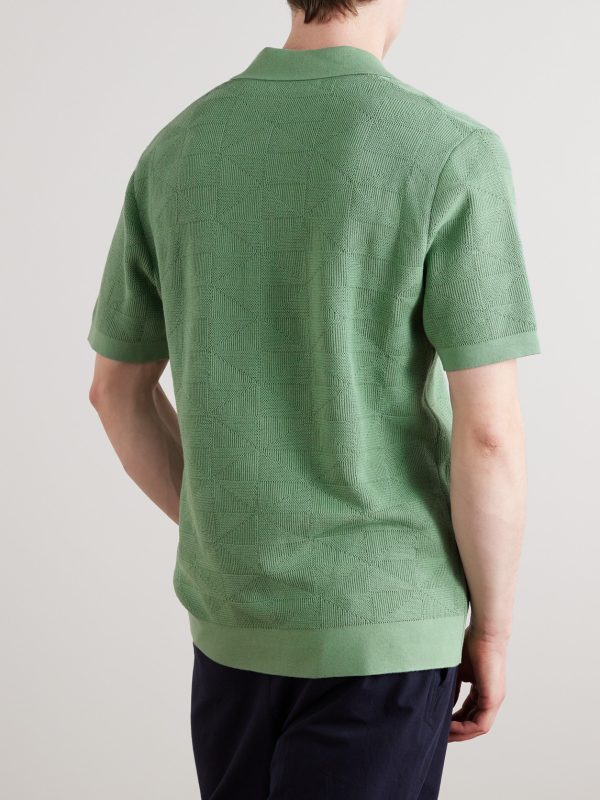 Jacquard-Knit Cotton Polo Shirt - BK