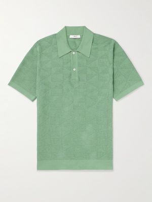 Jacquard-Knit Cotton Polo Shirt