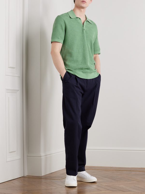 Jacquard-Knit Cotton Polo Shirt - OU
