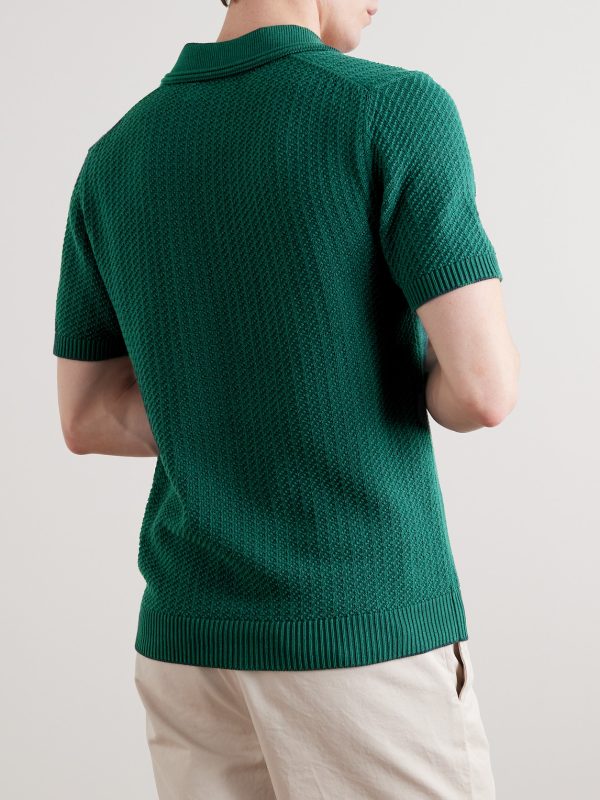 Jacquard-Knit Cotton Polo Shirt - BK