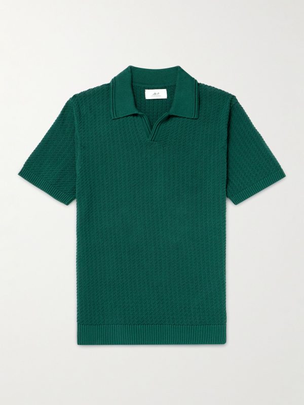 Jacquard-Knit Cotton Polo Shirt