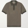 Crochet-Knit Cotton and Silk-Blend Polo Shirt