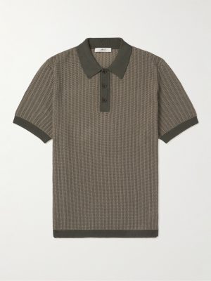 Crochet-Knit Cotton and Silk-Blend Polo Shirt